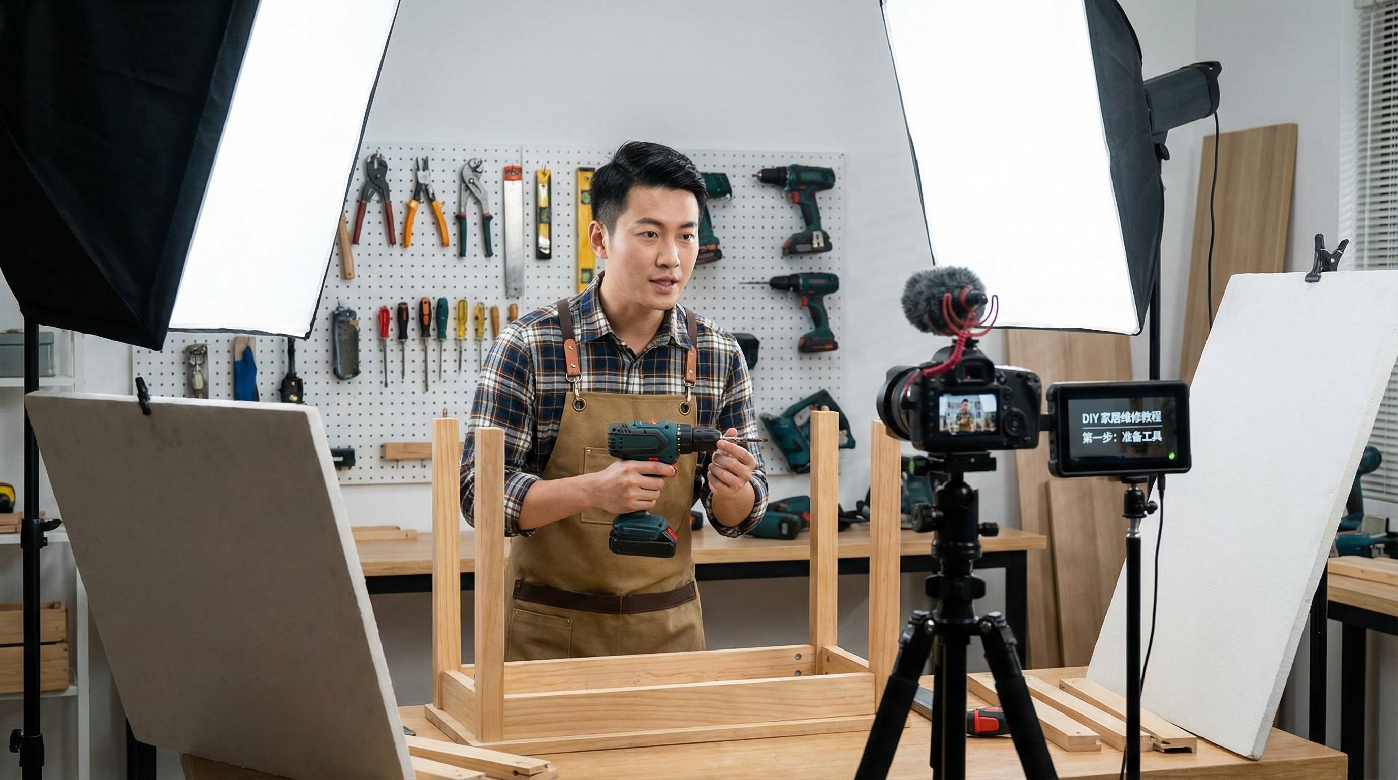 糖心Vlog技能视频 - 家居DIY视频教程：废旧木板改造成精美书架全过程